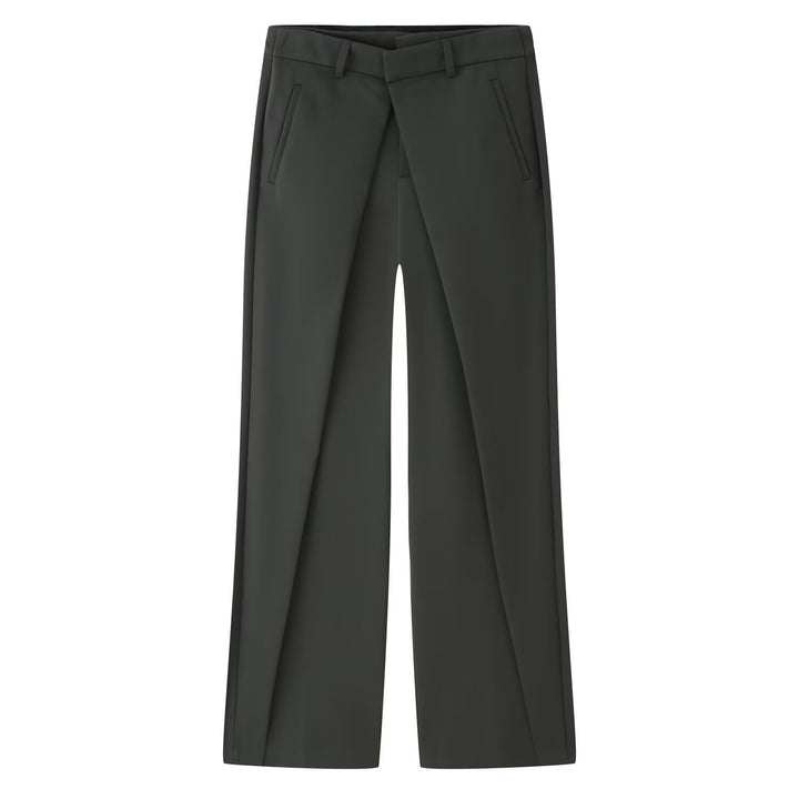 Damen Weit geschnittene Highwaist-Hose mit Vordernaht und langen Beinschlitzen Drune
