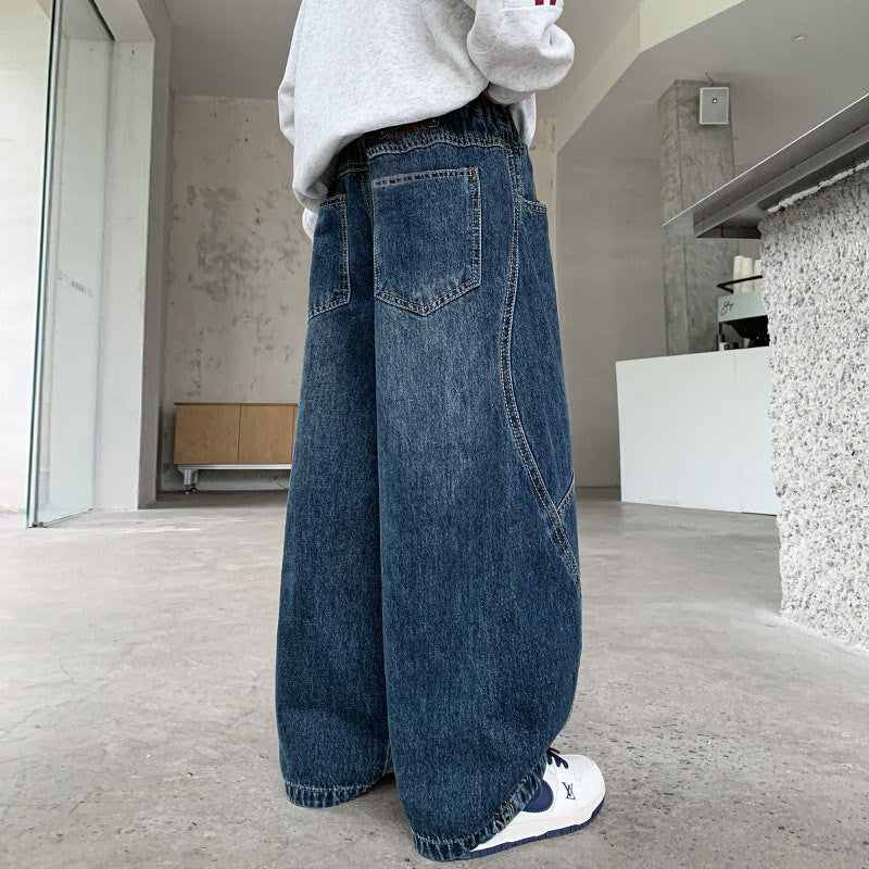 Damen Weit geschnittene Jeans mit elastischem Bund Drune