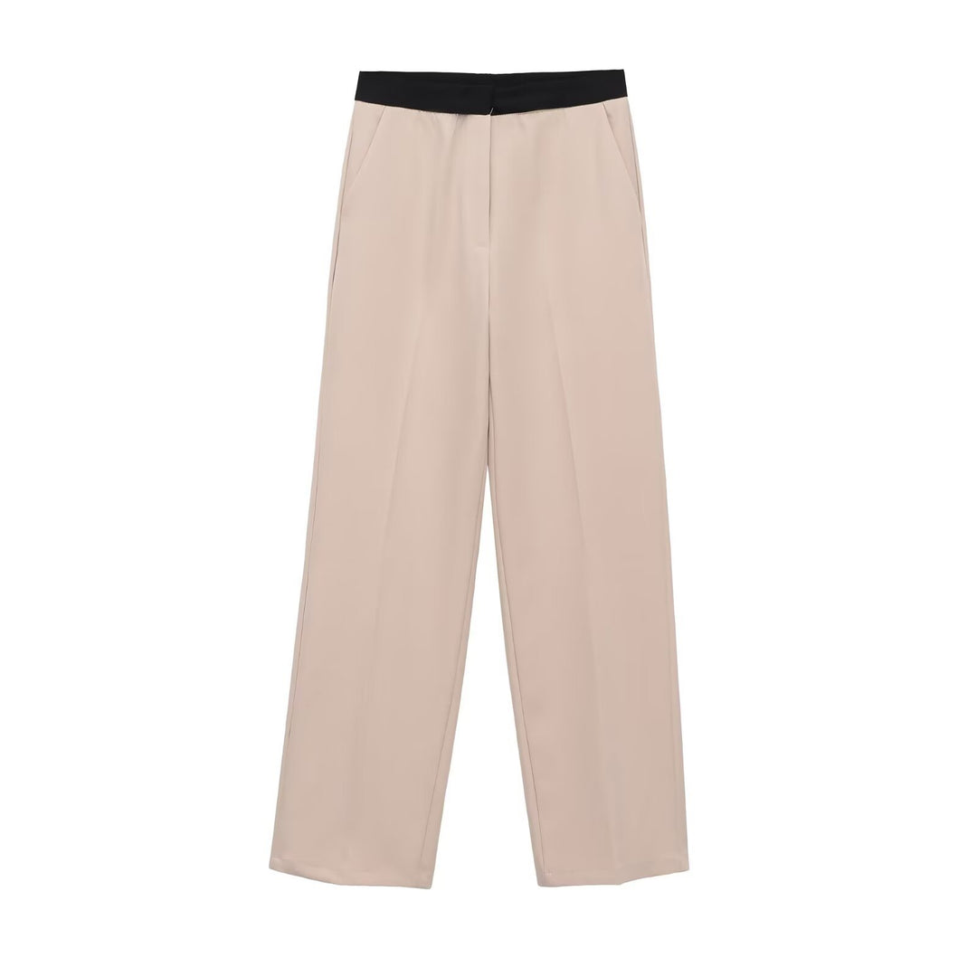 Damen Weite Palazzo-Hose mit elastischem Kontrastbund und Bügelfalten Drune