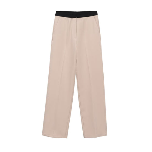 Damen Weite Palazzo-Hose mit elastischem Kontrastbund und Bügelfalten Drune
