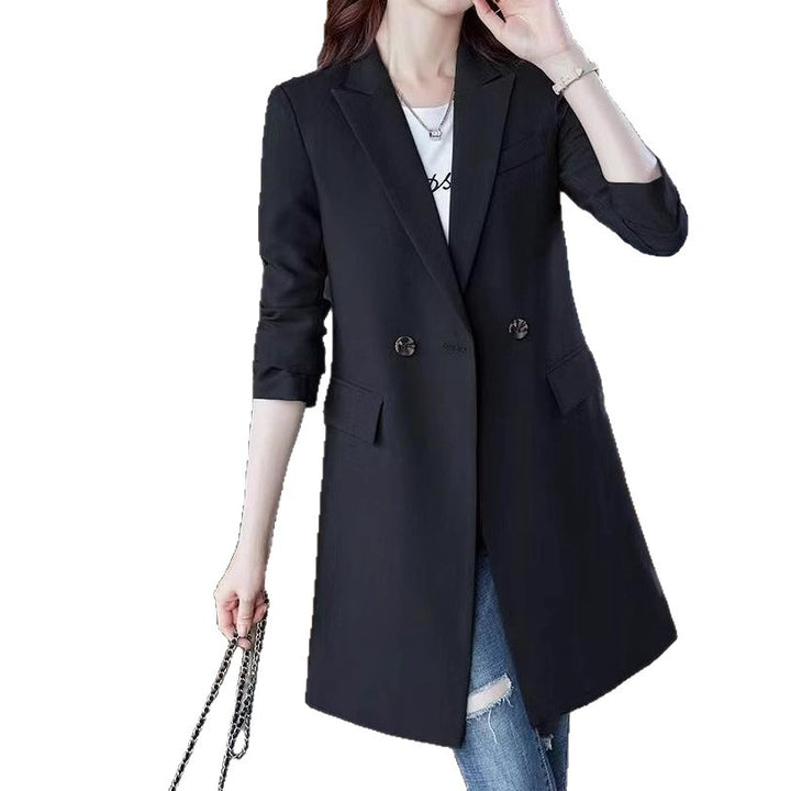 Damen Modischer Langblazer mit doppelter Knopfleiste Drune