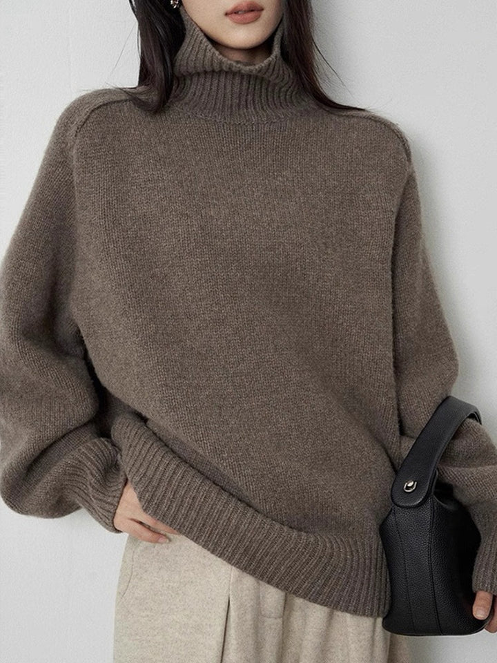 Damen Rollkragenpullover aus feinem Wollmix mit geradem Schnitt und breitem Rippkragen Drune
