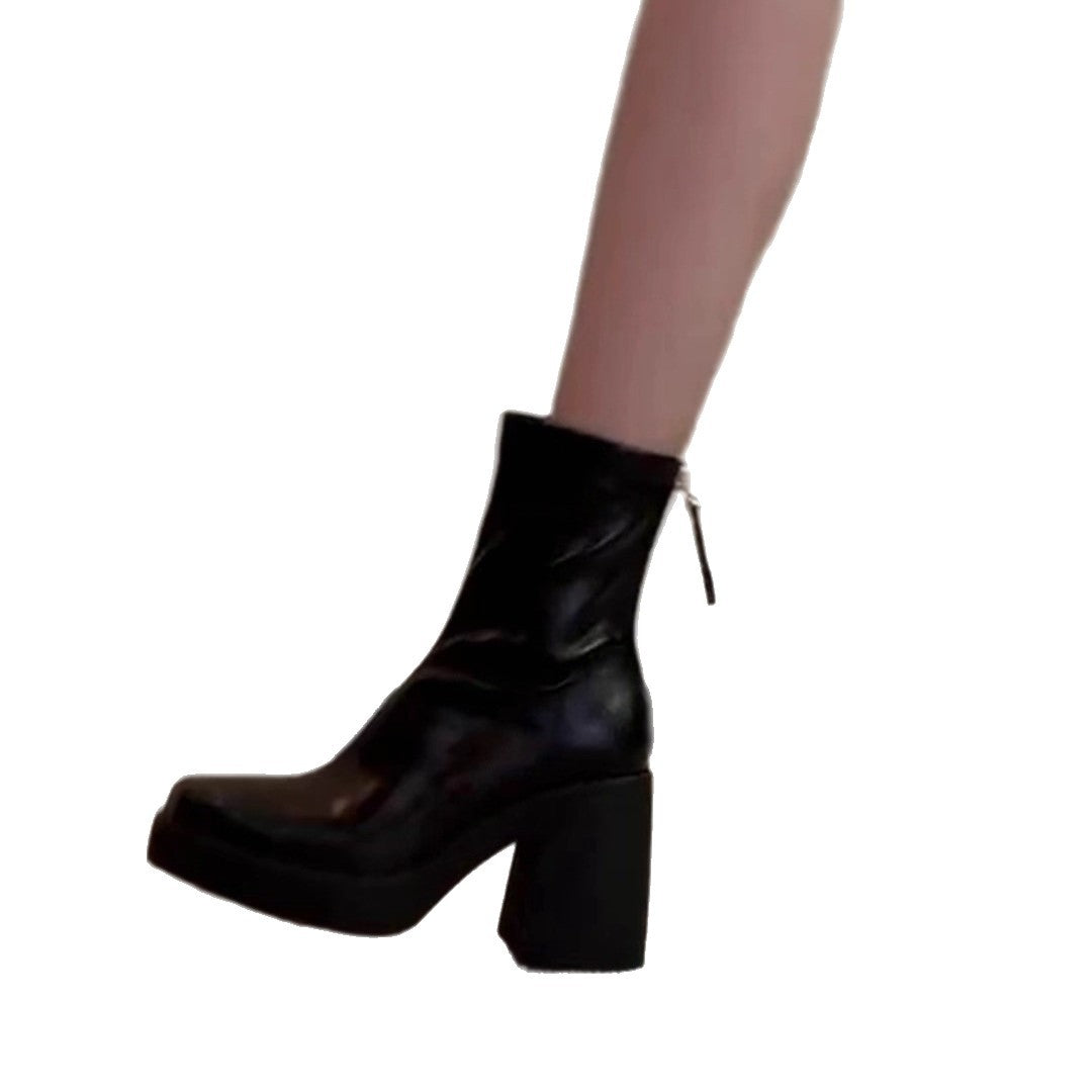 Damen elegante Stiefeletten mit moderner Silhouette und robustem Blockabsatz Drune