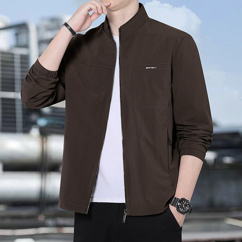 Herren Minimalistische Komfort-Trainingsjacke mit Stehkragen, windabweisendem Softshell-Material und verdeckten Reißverschlusstaschen Drune