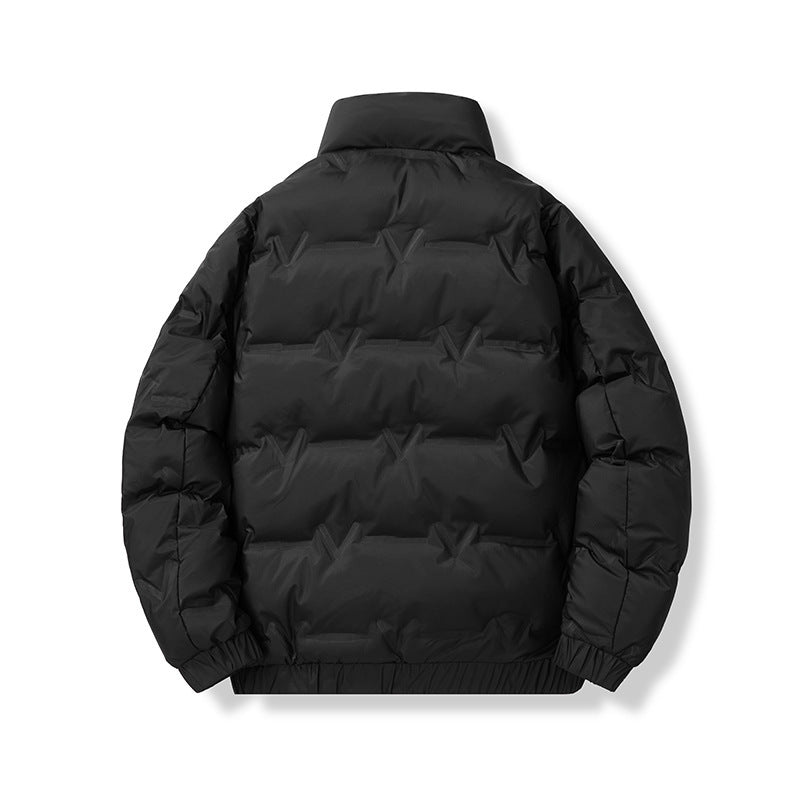 Herren wattierte Steppjacke mit hohem Stehkragen und verdeckter Reißverschluss-Front Drune