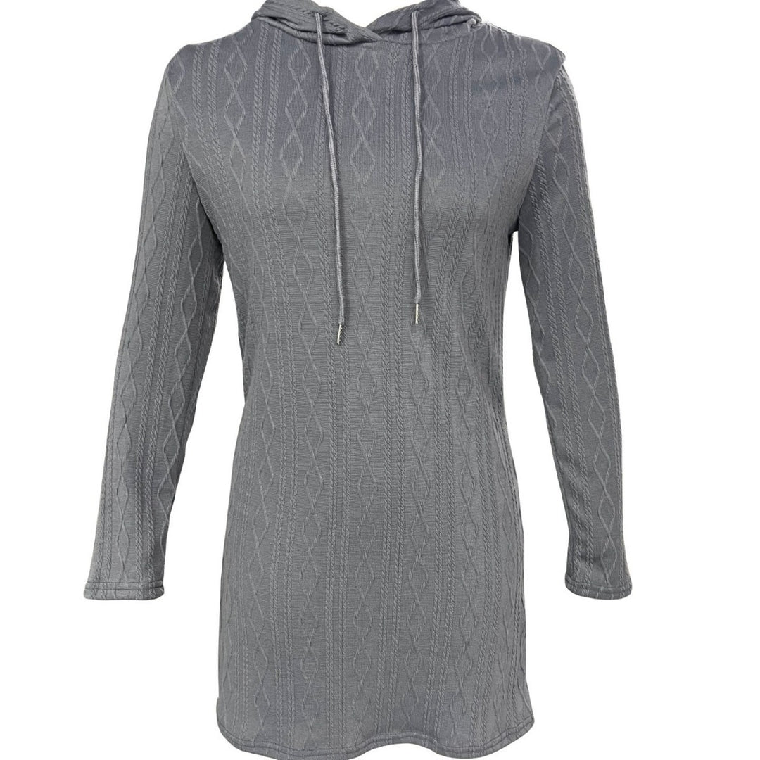 Damen Kapuzenkleid mit strukturiertem Strickmuster und lässigem Schnitt Drune