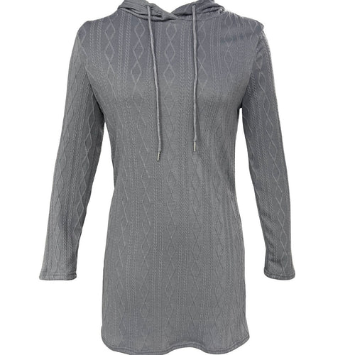 Damen Kapuzenkleid mit strukturiertem Strickmuster und lässigem Schnitt Drune