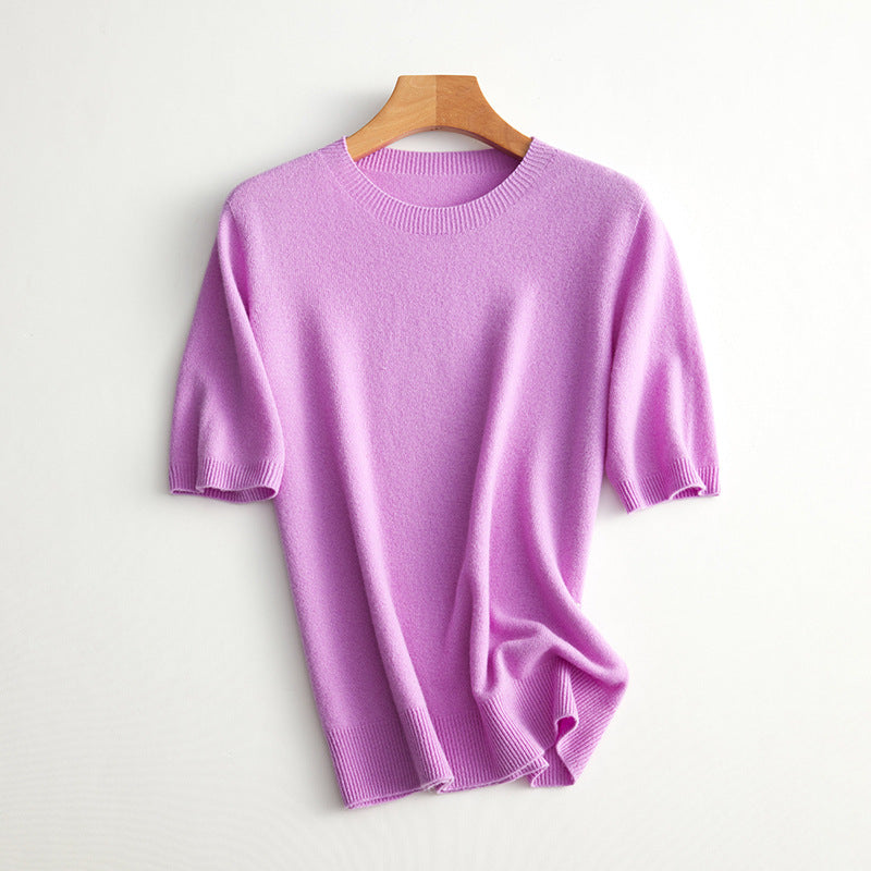 Damen Kurzarm Cashmere-Mix Pullover Drune