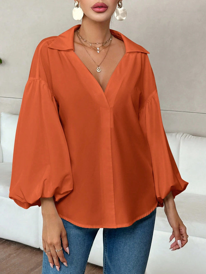 Damen Oversize-Bluse mit voluminösen Puffärmeln und Punktmuster Drune