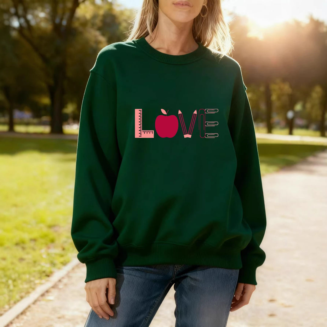 Damen Sweatshirt mit kreativem Love-Motiv Drune