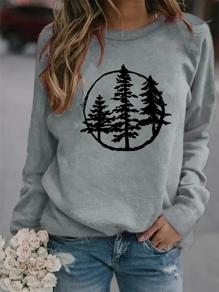 Damen Sweatshirt mit coolem Naturmotiv und lässigem Schnitt Drune