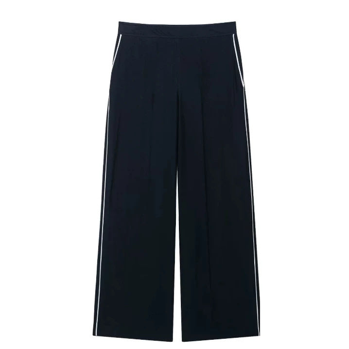 Damen Hochtaillierte Culotte-Hose mit weitem Bein und dekorativem Taillengürtel Drune