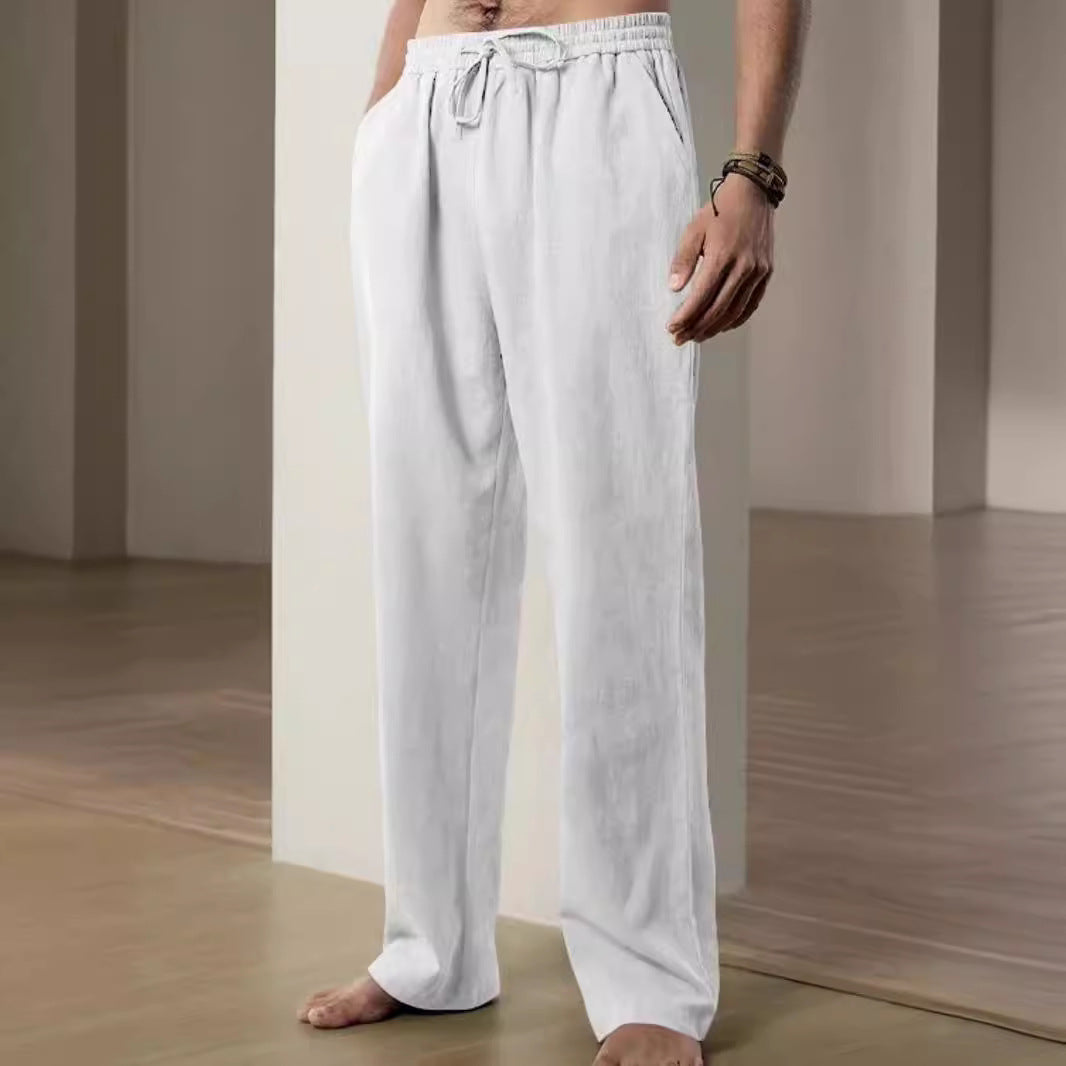 Herren Bequeme Leinenhose mit verstellbarem Bund Drune