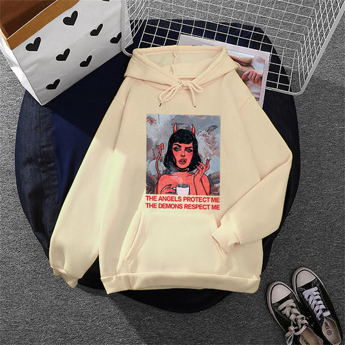 Damen Hoodie mit kreativem Grafikdruck Drune