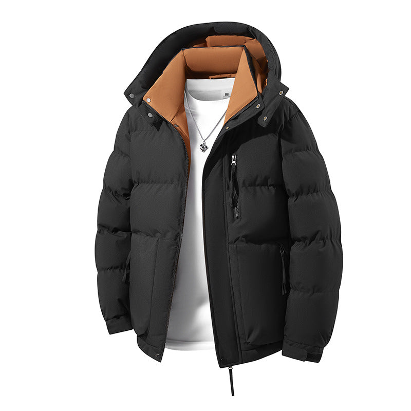 Herren Wärmende Daunenoptik‑Steppjacke mit Kapuze, Thermofutter & Kordelzug Drune