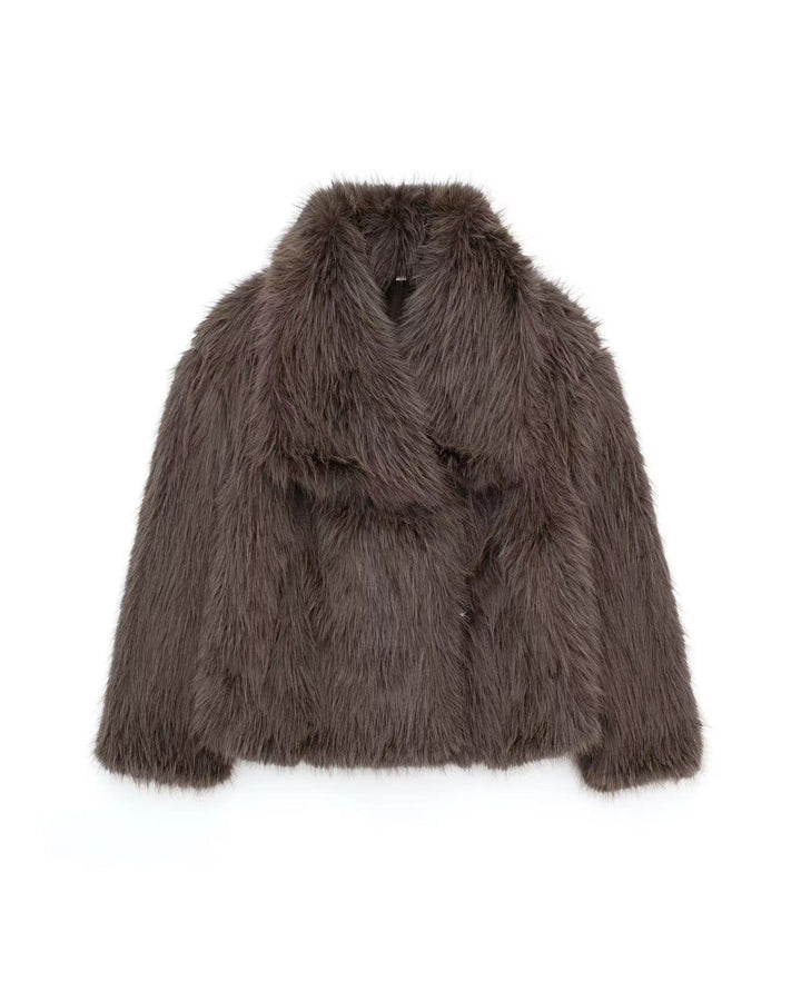 Drune | Embrace Cropped Große Revers Plüschjacke