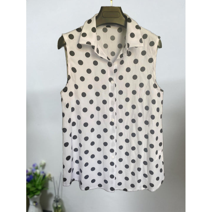 Damen ärmellose Bluse mit Punkten Drune