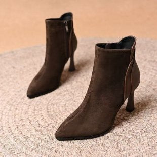 Damen Elegante Ankle Boots mit spitzem Fuß und hohem Absatz Drune