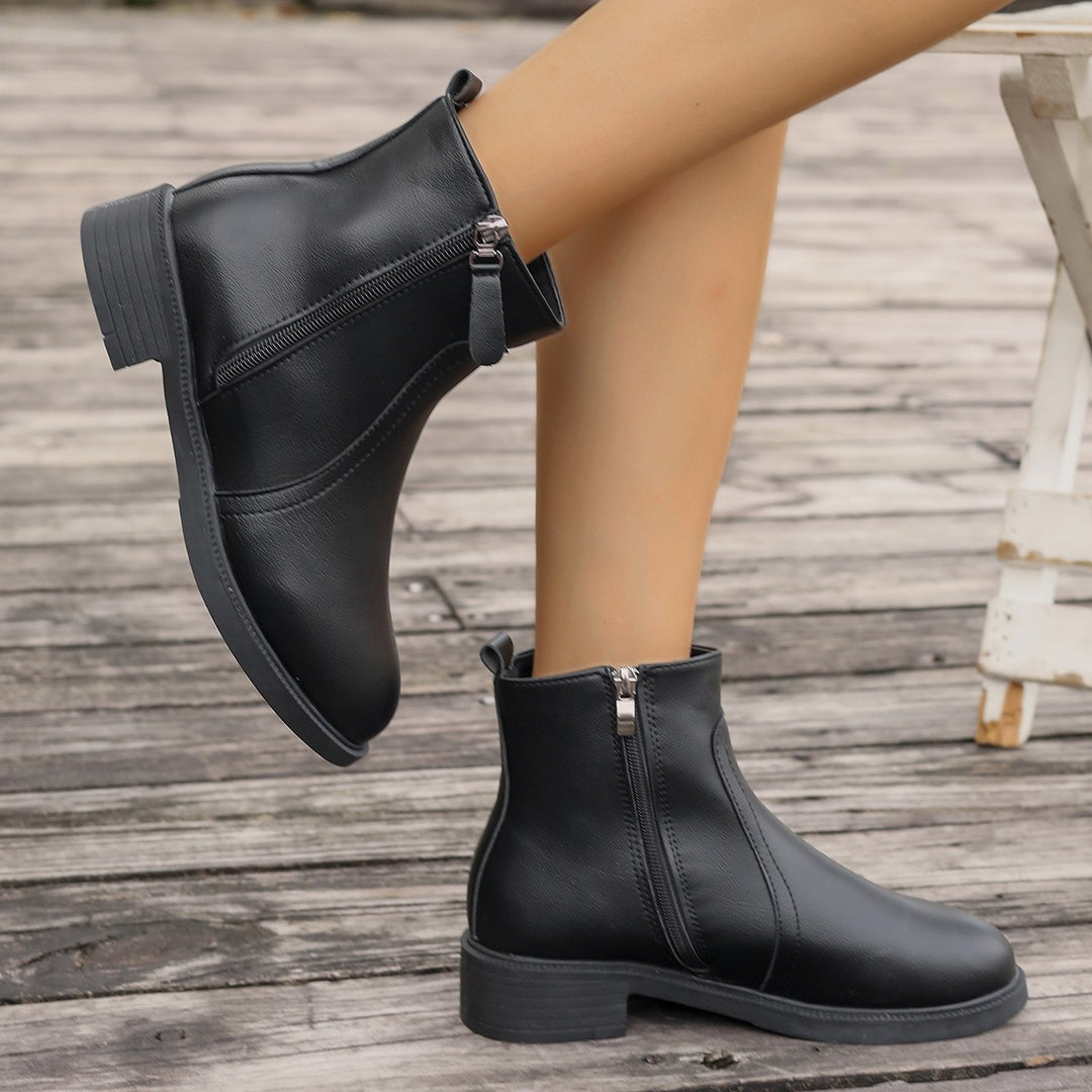 Damen Elegante Stiefeletten mit Reißverschluss und modischem Design Drune