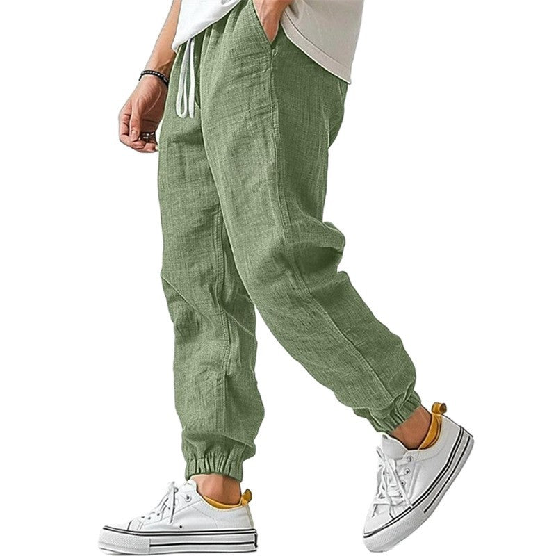 Herren Leichte und bequeme Leinen Jogginghose Drune