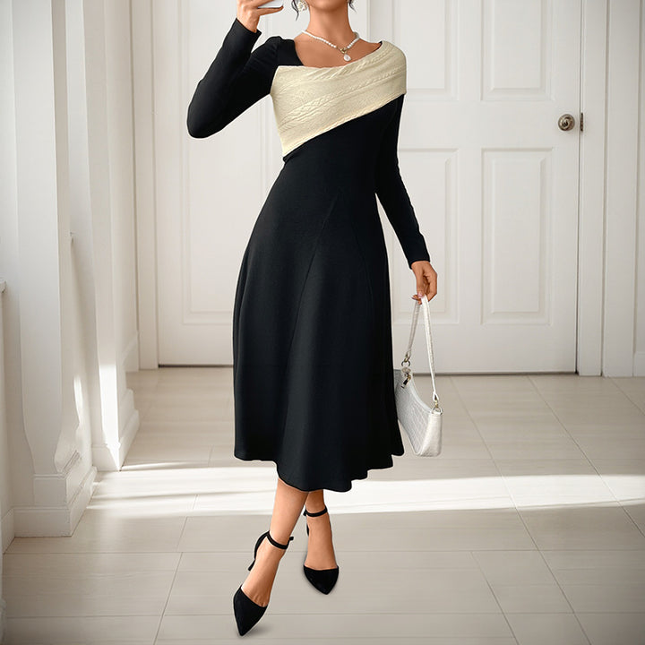 Damen Asymmetrisches Midikleid mit One-Shoulder-Strickdetail und figurbetontem Fall Drune