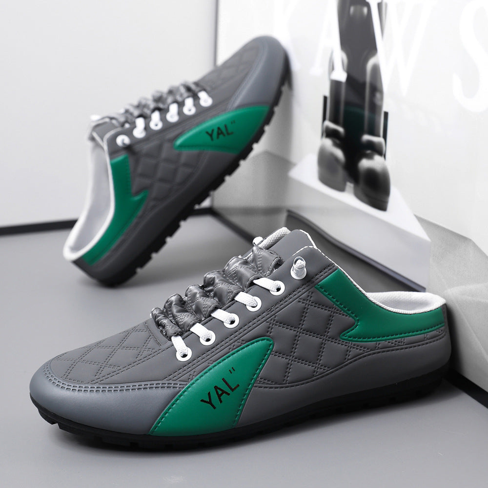 Herren Slipper-Sneaker im Mule-Design mit dekorativer Schnürung und gesteppter Kunstleder-Optik Drune