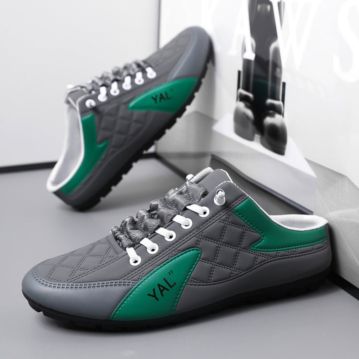 Herren Slipper-Sneaker im Mule-Design mit dekorativer Schnürung und gesteppter Kunstleder-Optik Drune