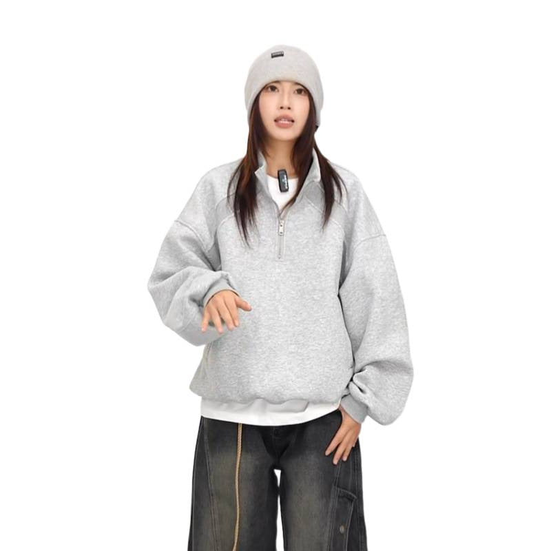 Unisex Halbzip-Sweatshirt mit Raglanärmeln, Eingrifftaschen und geripptem Saum Drune