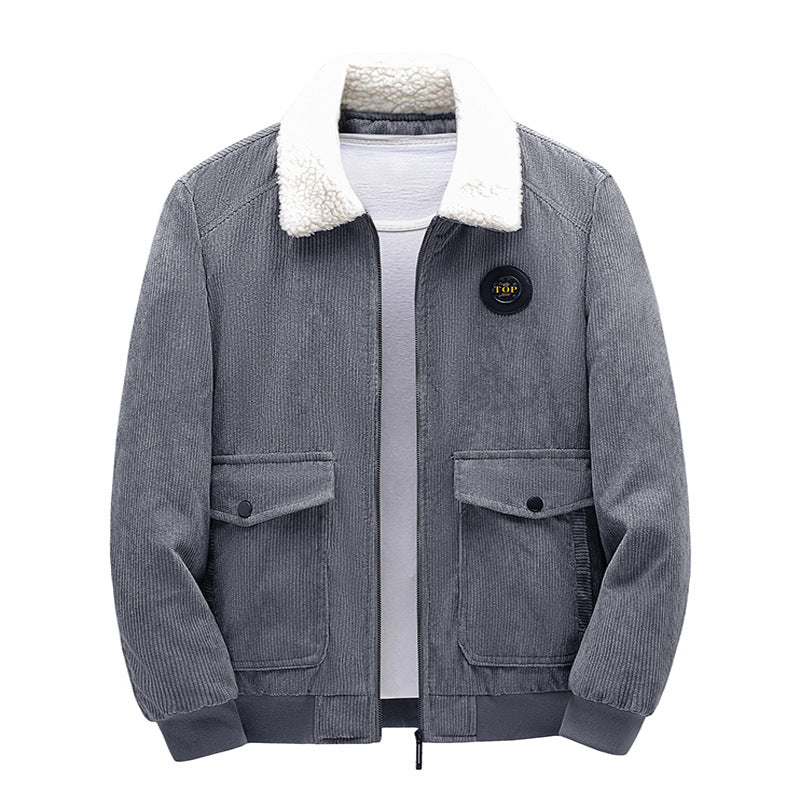 Herren Lässige Cordjacke mit Teddykragen Drune