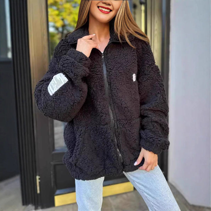Damen Kuschelige Fleecejacke mit hohem Kragen und praktischen Taschen Drune