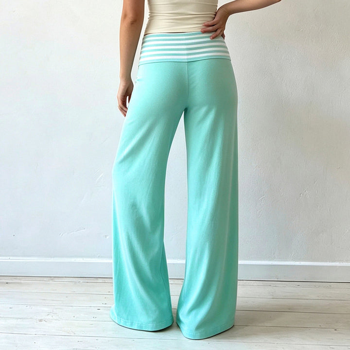 Damen Palazzo-Yogahose mit breitem Umschlagbund und fließender Jersey-Qualität Drune