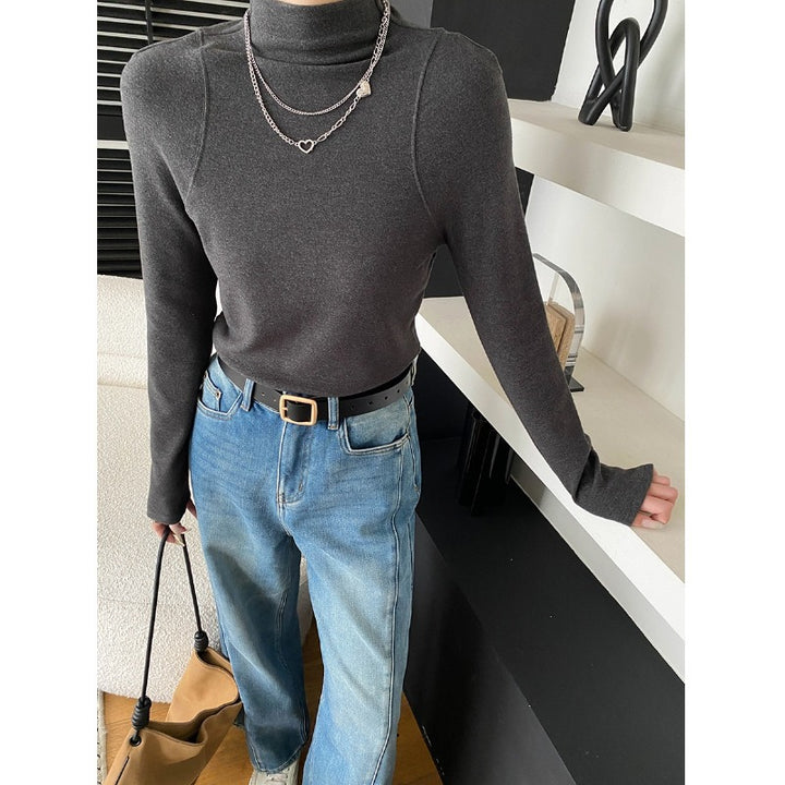 Damen Hochwertiger Rollkragenpullover aus feinem Strick Drune