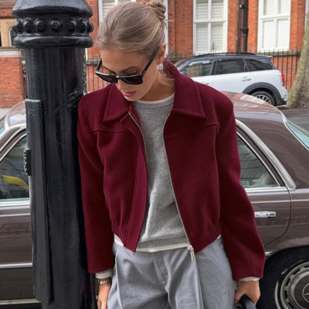 Damen Cropped Fleecejacke mit Stehkragen und Reißverschluss Drune