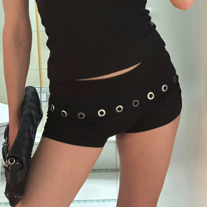 Damen Sportliche Shorts mit kontrastierendem Bund und eleganten Ösen Drune
