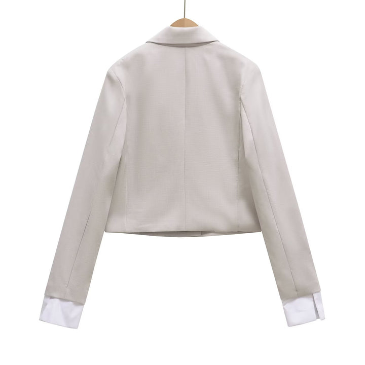 Damen Cropped Doppelreiher-Blazer mit Reverskragen Drune