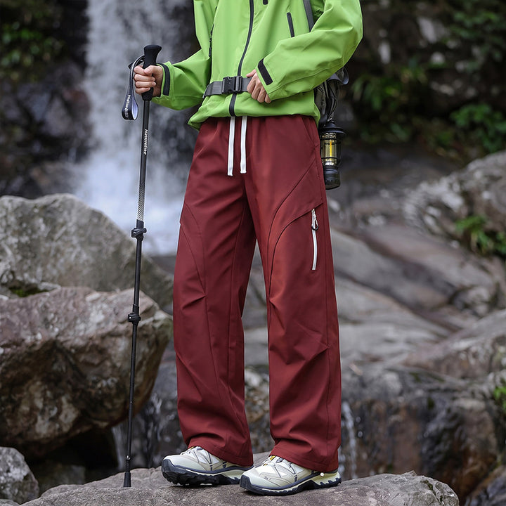 Unisex Wasserabweisende technische Cargo-Hose mit weitem Bein, Reißverschlusstaschen und Kordelzug Drune