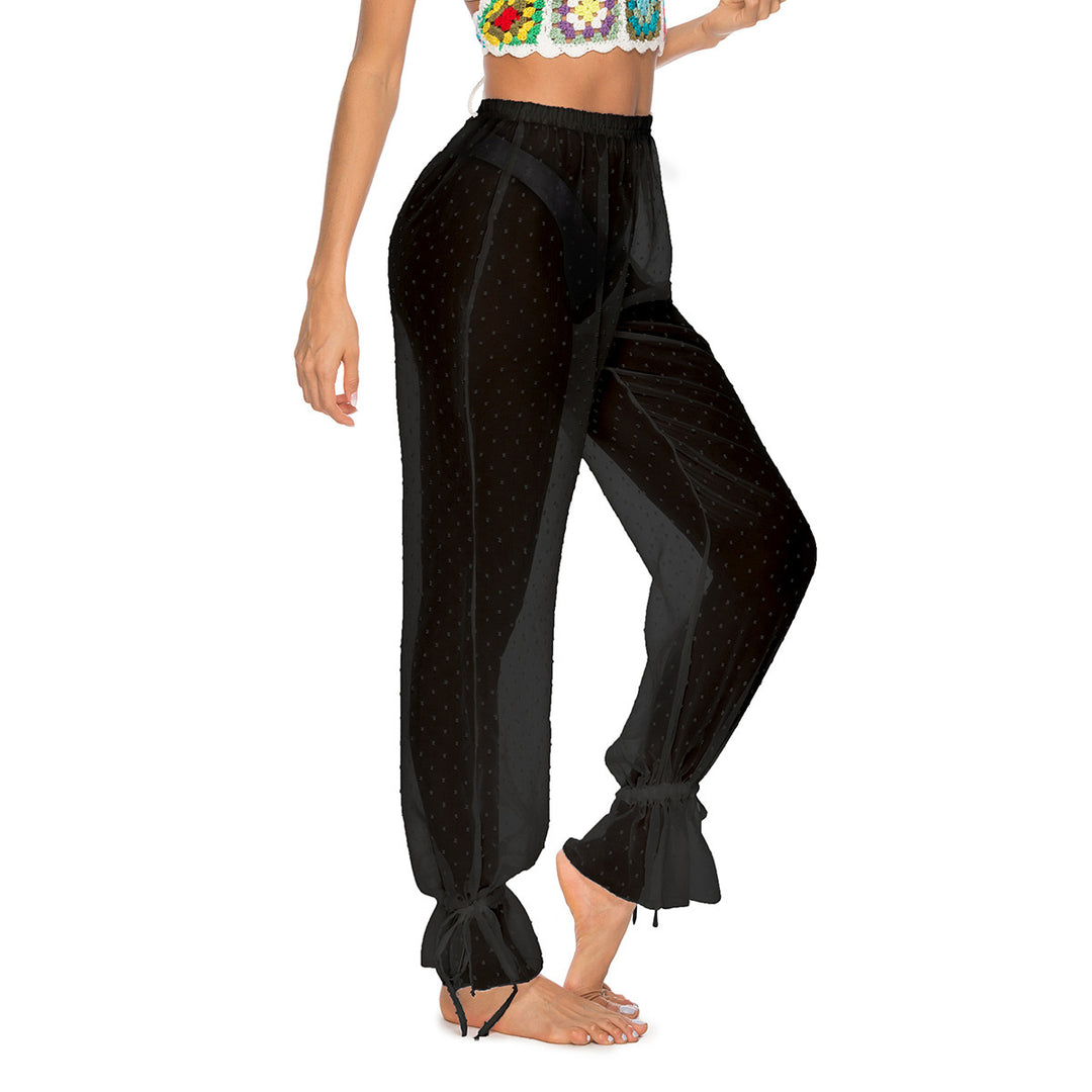Damen elegante und luftige Palazzo-Hose mit Rüschendetails Drune