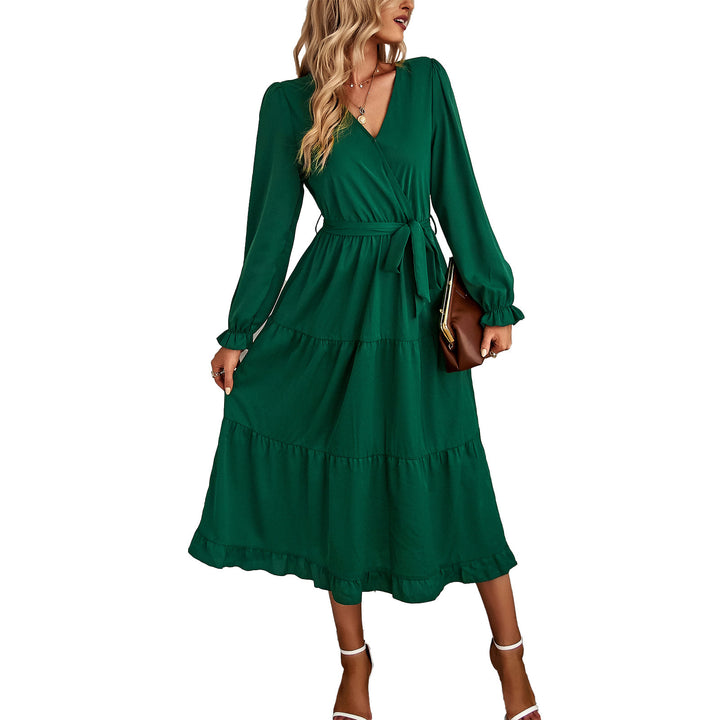 Damen Wickelkleid mit Volantärmeln und elegantem Schnitt Drune