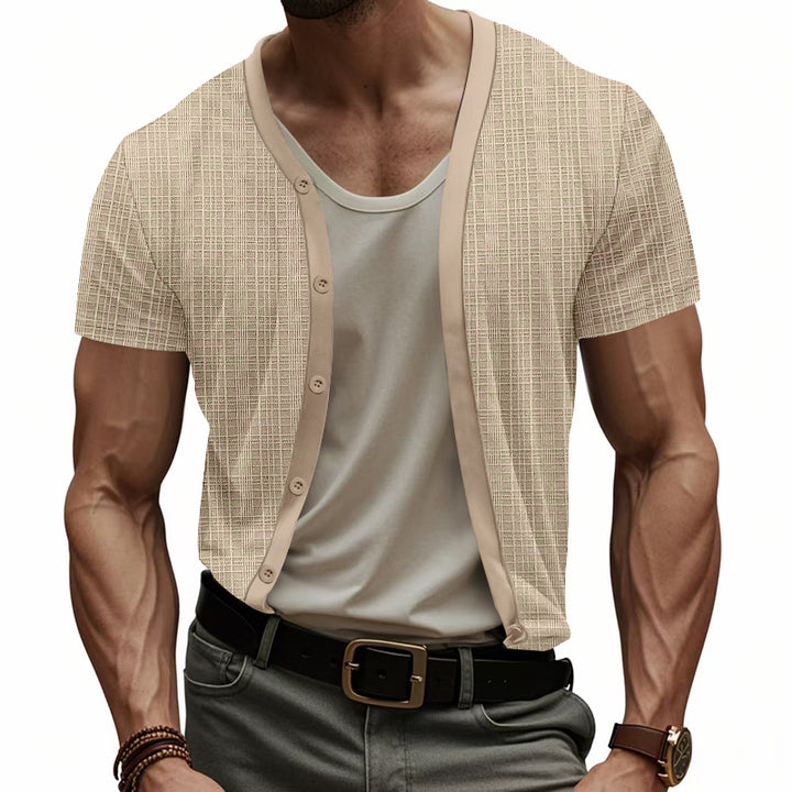 Herren kurzärmliges Cardigan Hemd Drune