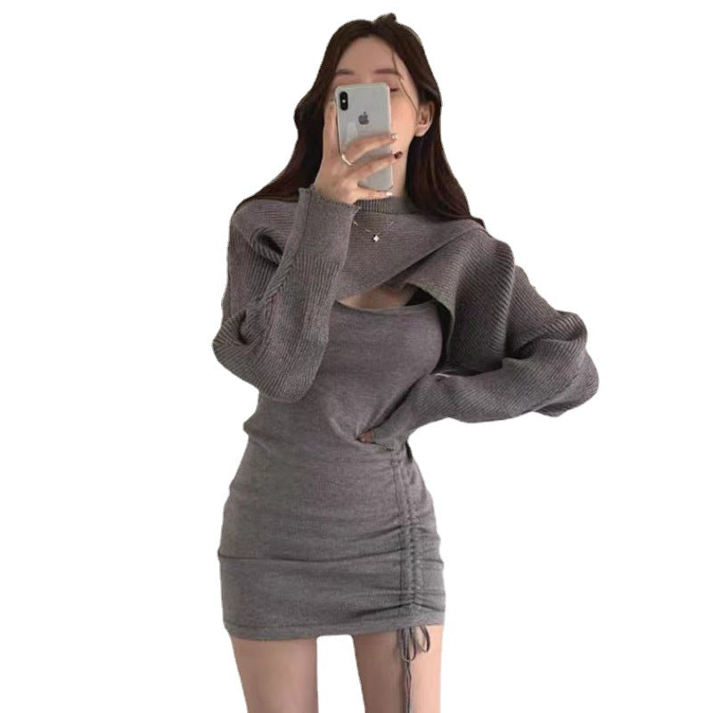 Damen Strickkleid mit Optik eines Oversized-Pullovers und details - Drune