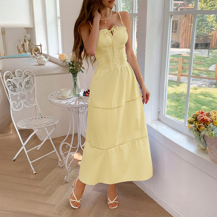 Damen Luftiges Sommerkleid mit Rüschendetails und Kordelzug Drune