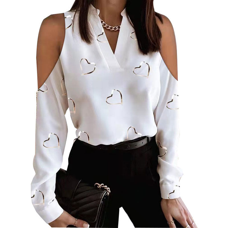 Damen Bluse mit schulterfreier Verarbeitung und floralem Druck Drune