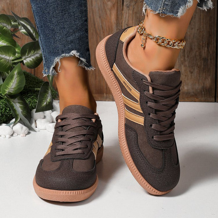 Damen Retro-Sneaker mit Veloursleder-Optik, gepolstertem Komfortfußbett und profilierter Gummilaufsohle Drune
