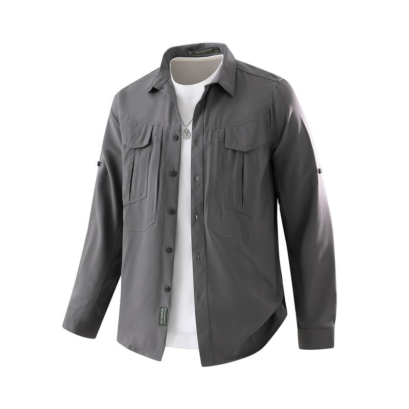 Herren Praktisches Outdoor-Hemd mit vielen Taschen Drune