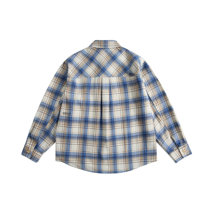 Unisex Kariertes Oversize‑Hemd aus Baumwollflanell mit aufgesetzter Brusttasche Drune