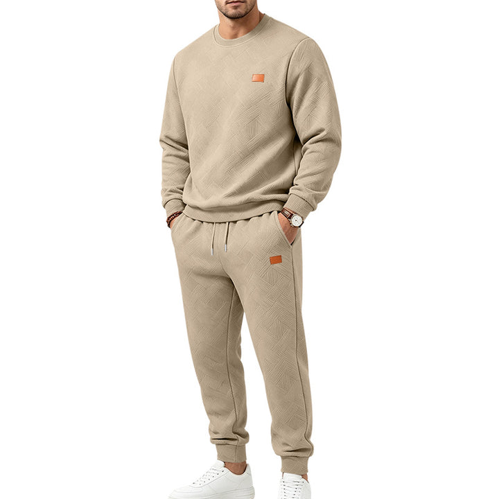 Herren Gemustertes Komfort-Sweatset mit Rundhals-Sweatshirt und Kordel-Jogginghose Drune