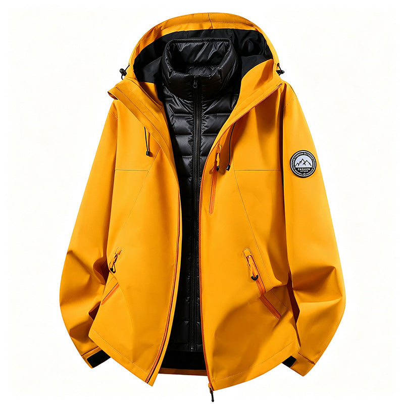 Unisex wetterfeste dreiteilige Softshelljacke mit abnehmbarer Steppinnenjacke und Kapuze Drune