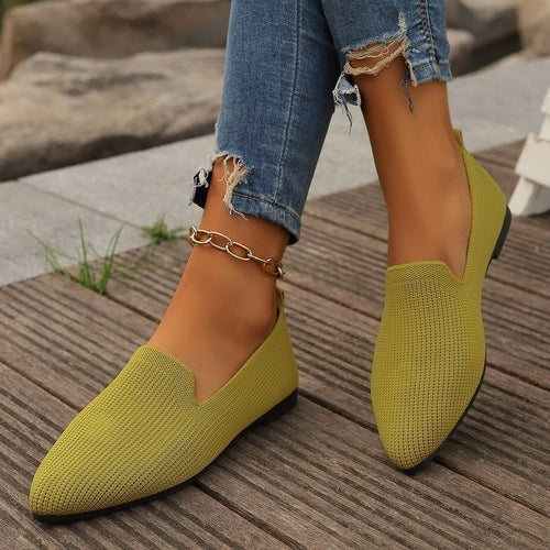 Damen Strick-Loafer mit spitzer Kappe und elastischem Einstieg Drune