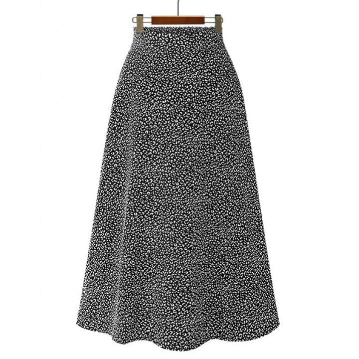Damen hochtaillierter A-Linien Midirock aus Bouclé-Strick Drune