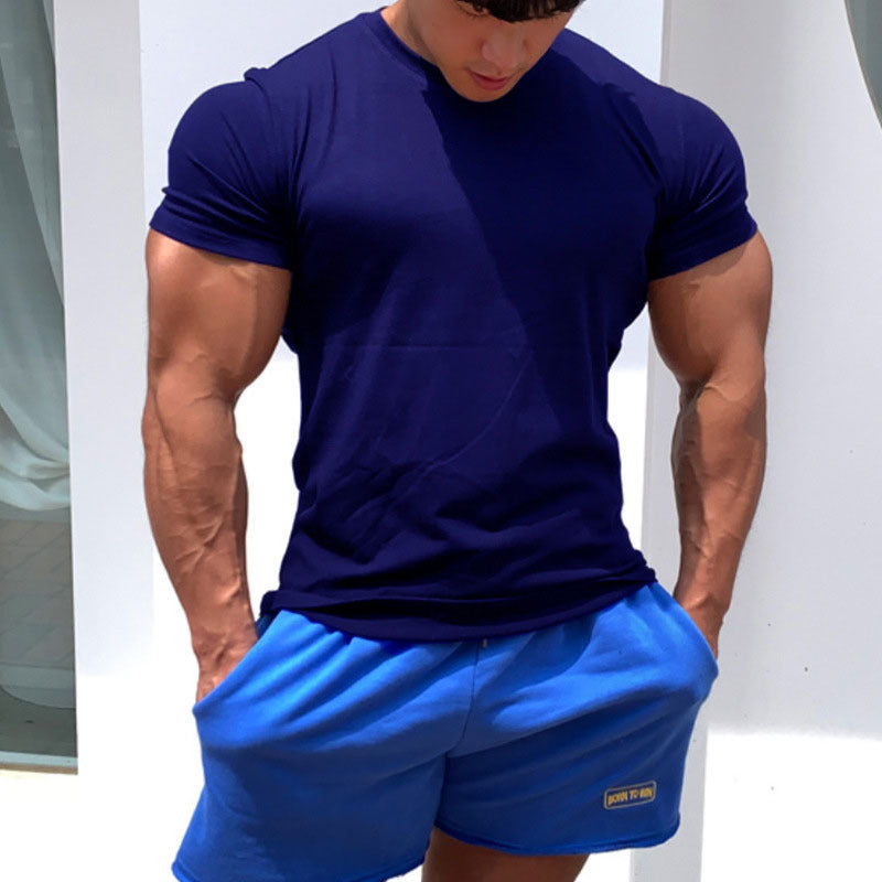 Herren körperbetontes Fitness-T-Shirt und kurze Sportshorts Set Drune